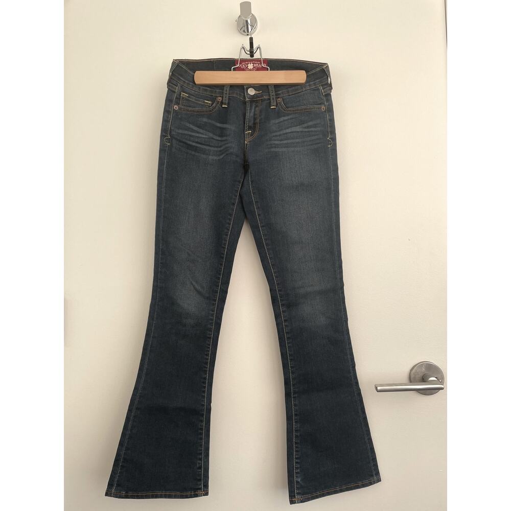 Lucky Brand Mid Rise Dark Wash Boot Cut Jeans with Slight Flare, Size 0 / 25